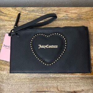 Juicy Couture Wristlet Black Liquorice Love Never Dies Heart Gold NEW